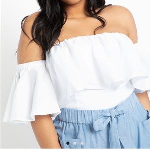 Eloquii Off The Shoulder Crop Top